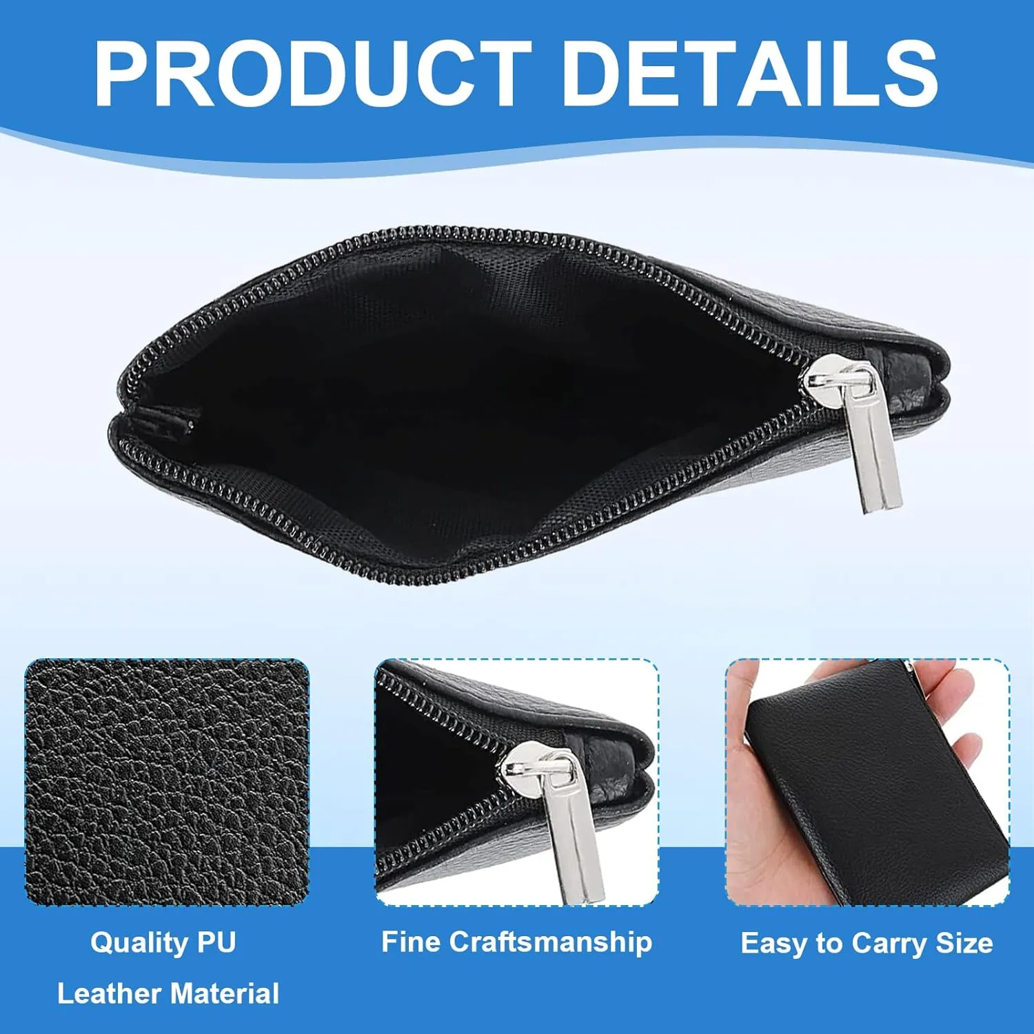 4 Pack Leather Zipper Coin Purse, Portable PU Leather Coin Purse,Mini Coin Pocket Pouch Change Holder, Coin Pouch with Zipper for Men Women Headset Credit Card ID Key Lipstick(4 color)
