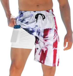 ALISISTER Mens Swim Trunks with Compression Liner Bathing Suit Summer Swimming Shorts