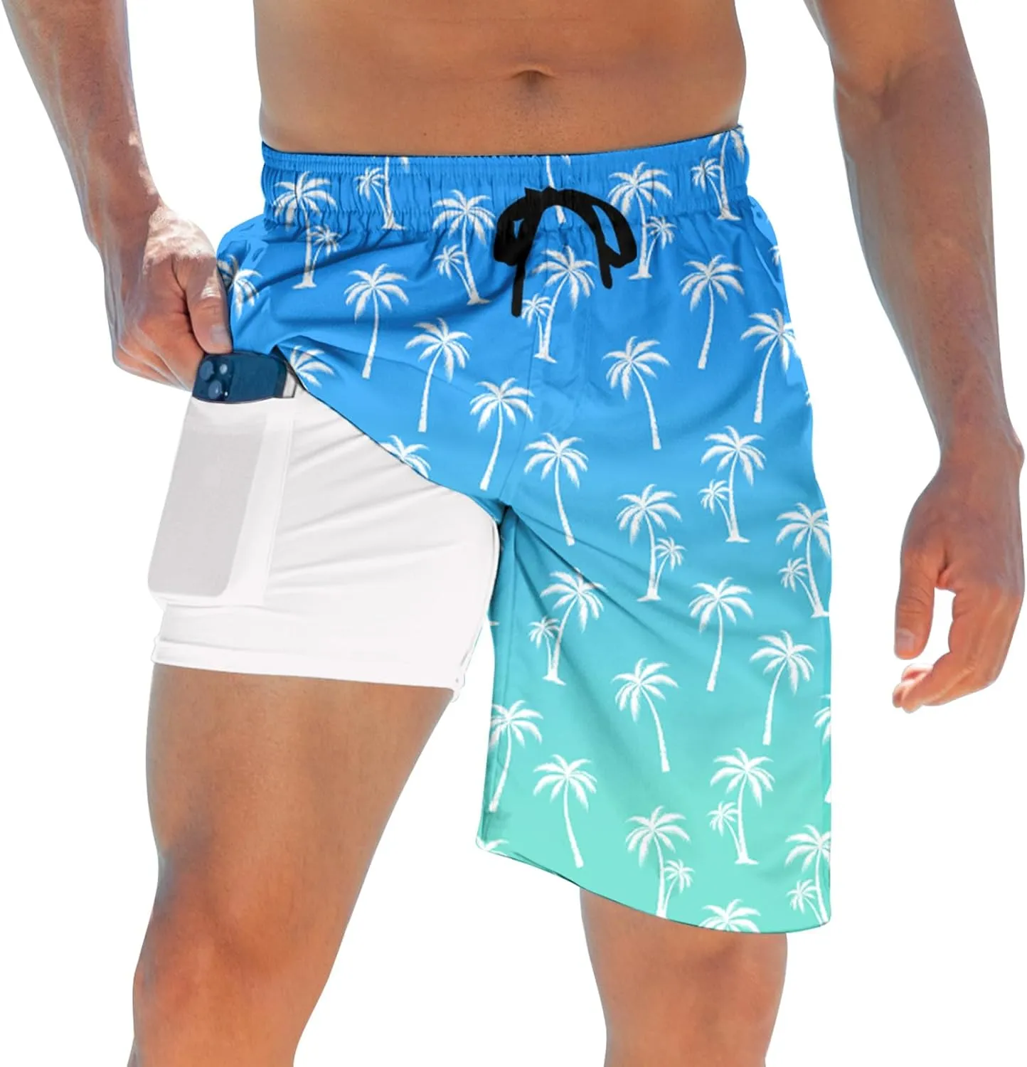 ALISISTER Mens Swim Trunks with Compression Liner Bathing Suit Summer Swimming Shorts