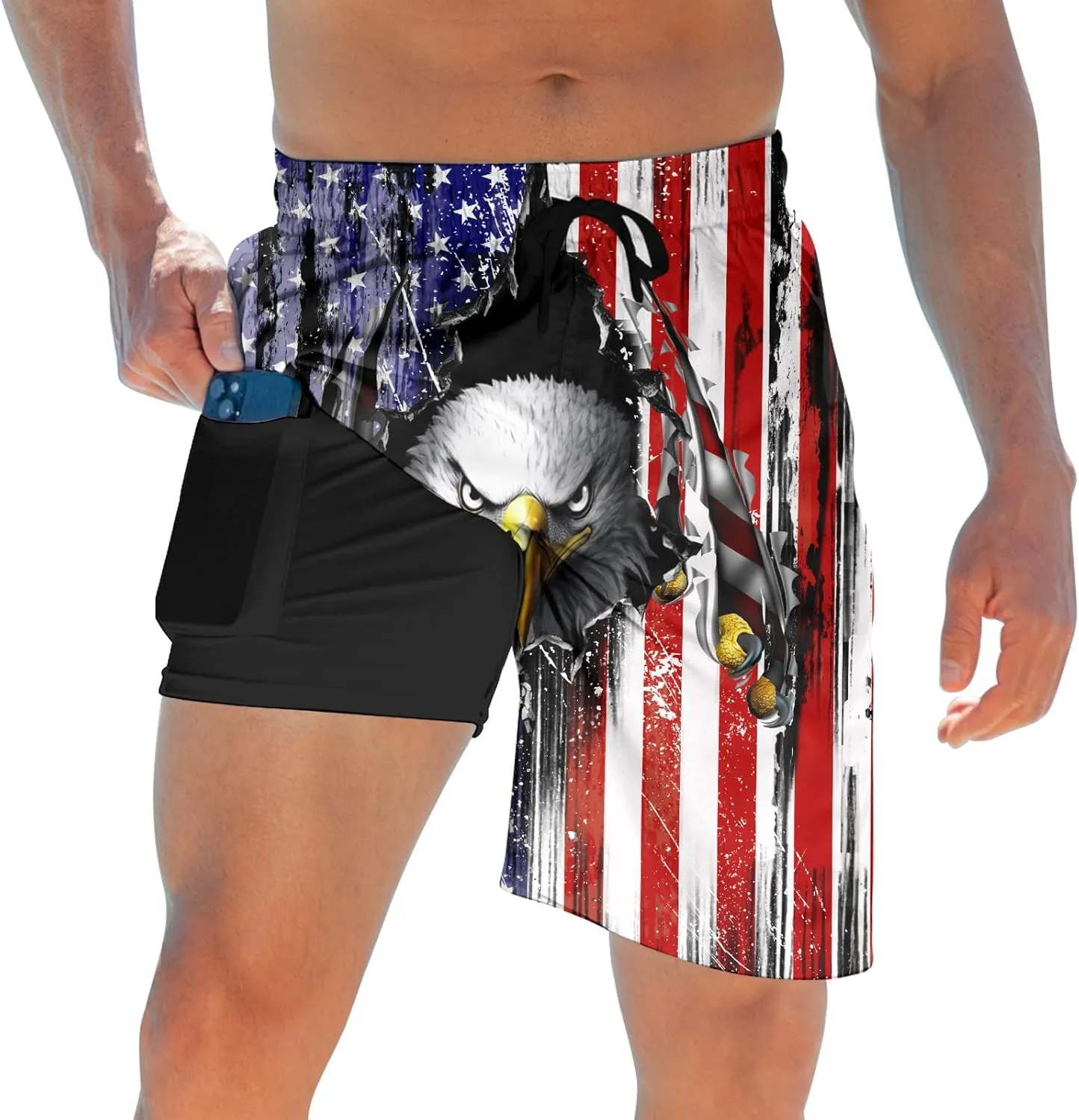 ALISISTER Mens Swim Trunks with Compression Liner Bathing Suit Summer Swimming Shorts