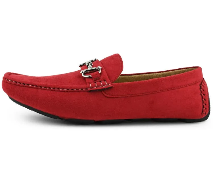 Amali Walken Red Men’s Suede Driving Shoes