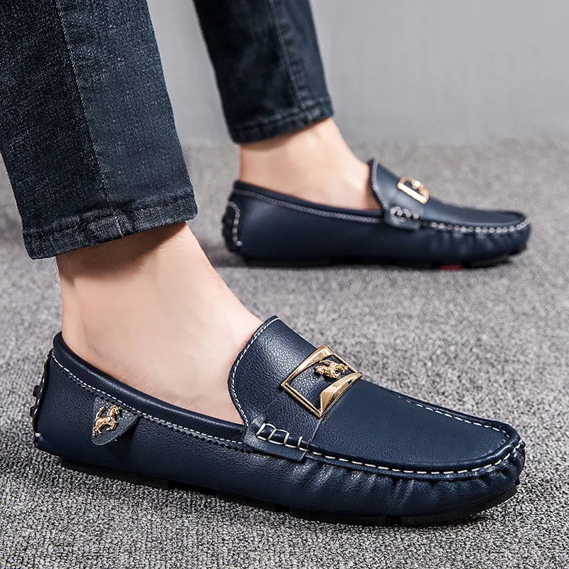 Big Size Leather Moccasins Casual Mens Driving Shoes Outdoor Slip On Men Lazy Shoes