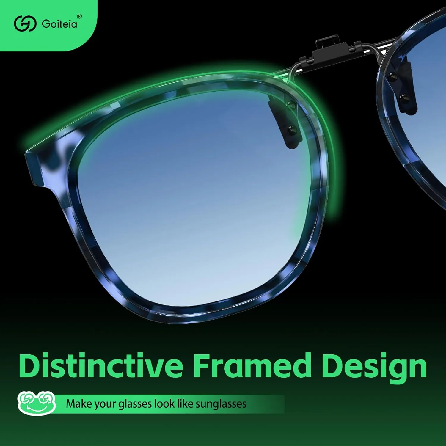 Goiteia Oversized Polarized Clip on Sunglasses over Prescription Glasses for Women Men, Round Stylish Framed Like Sunglasses