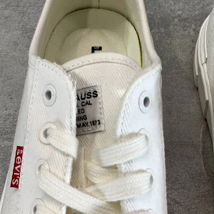 LEVI'S Women's White Mono Canvas Becky Low-Top Lace-Up Sneakers SZ 9