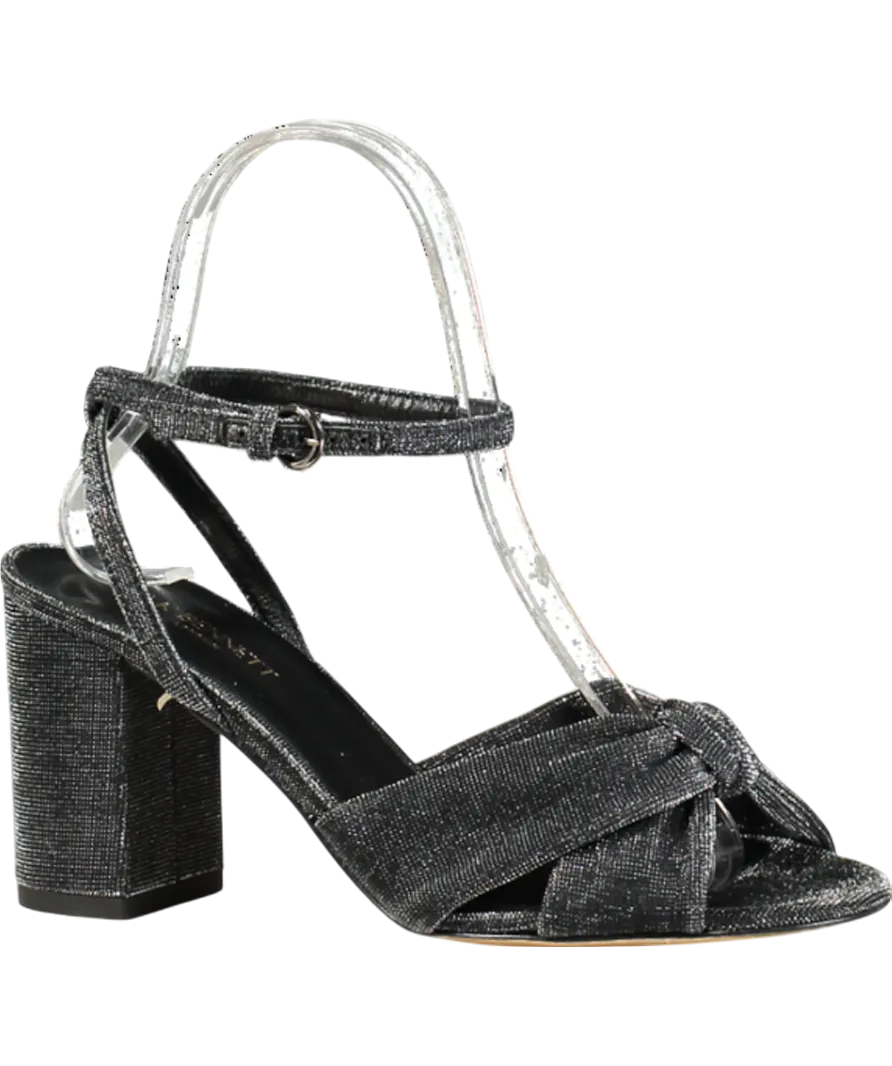 LK Bennett Black Eliana Pewter Knotted Round Heel Formal Sandals UK 3 EU 36 👠