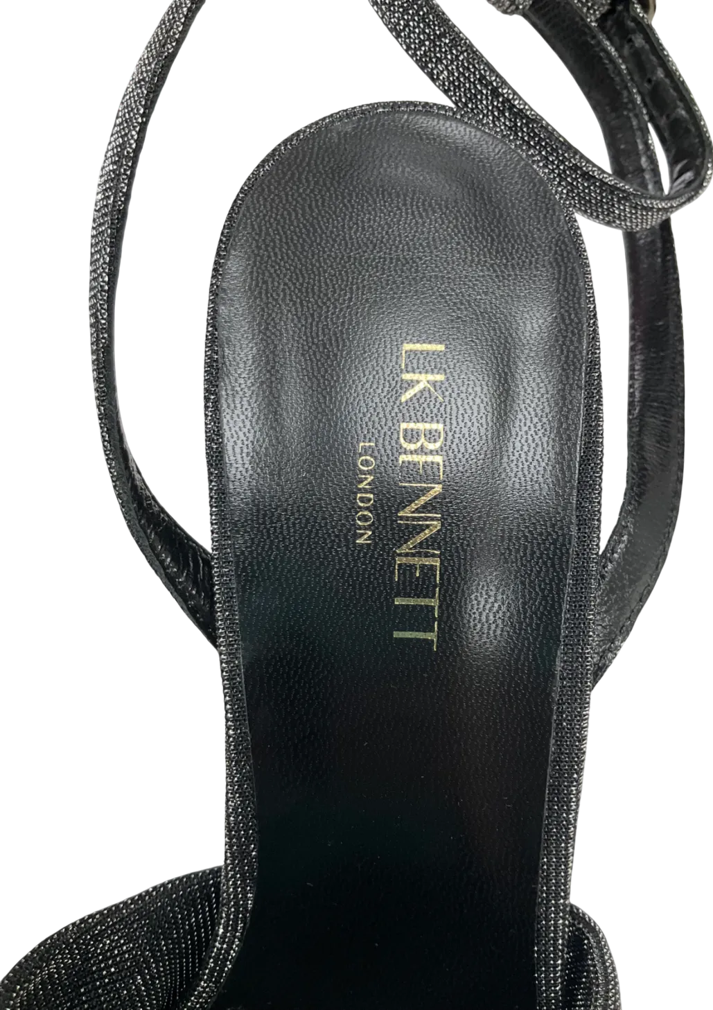 LK Bennett Black Eliana Pewter Knotted Round Heel Formal Sandals UK 3 EU 36 👠