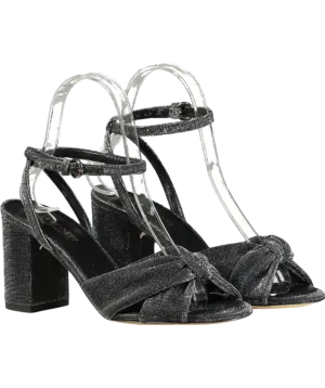 LK Bennett Black Eliana Pewter Knotted Round Heel Formal Sandals UK 3 EU 36 👠