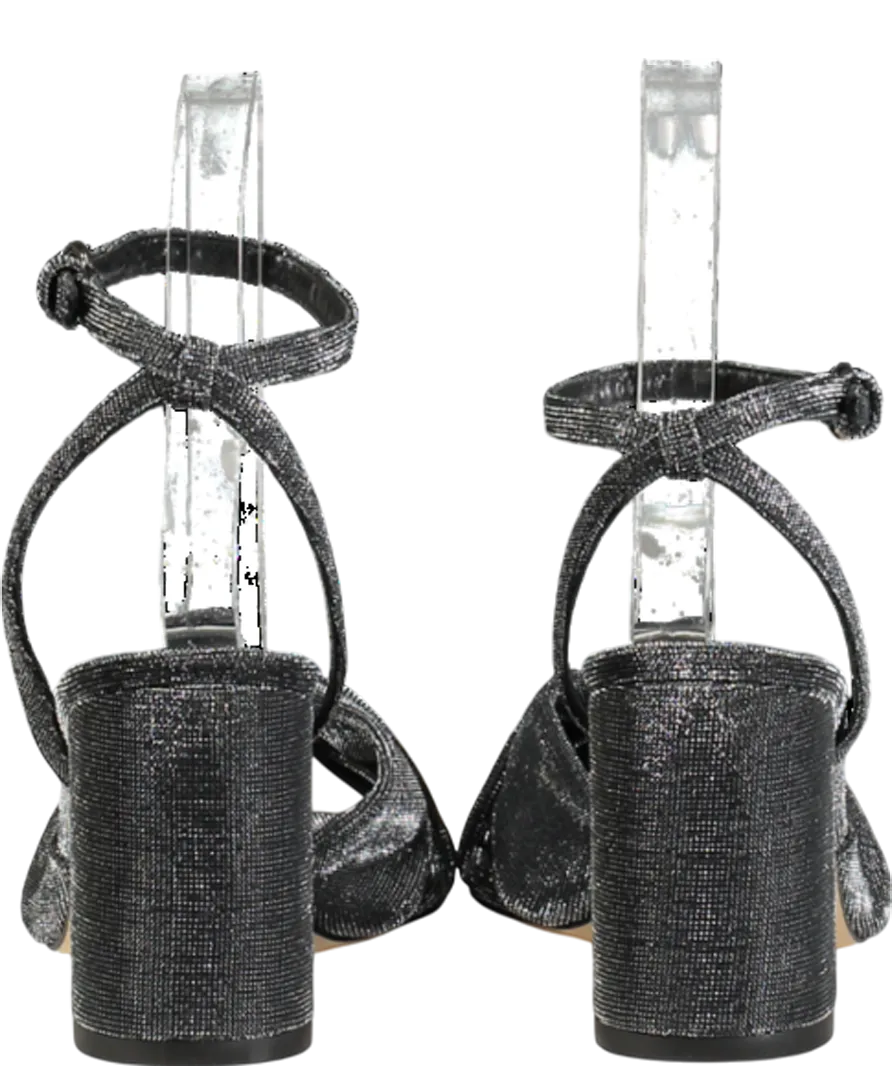 LK Bennett Black Eliana Pewter Knotted Round Heel Formal Sandals UK 3 EU 36 👠