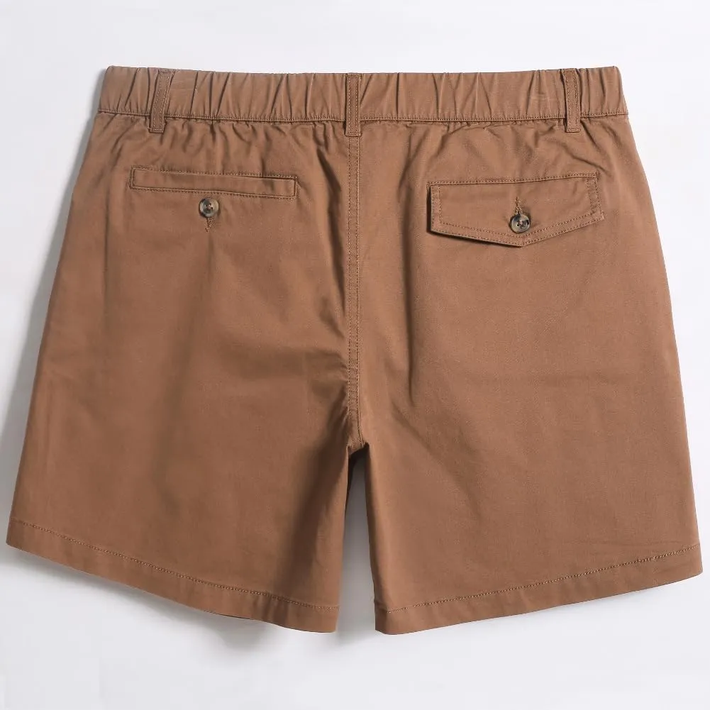 maamgic Men's Classic-fit 5.5" Cotton Casual Shorts Elastic Waistband with Multi-Pocket Daily Wear Walking Summer Outfit