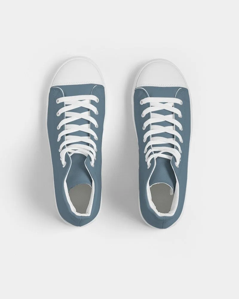 Medium Dark Cyan Men's High-top Canvas Sneakers | Men's | Medium Dark Pale Pastel Cyan | C30M0Y0K60