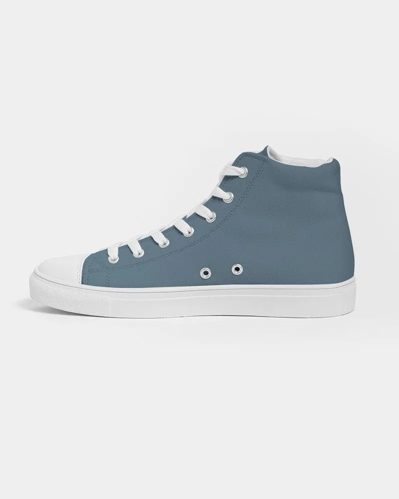 Medium Dark Cyan Men's High-top Canvas Sneakers | Men's | Medium Dark Pale Pastel Cyan | C30M0Y0K60