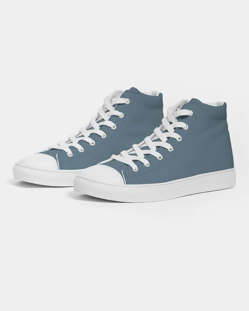 Medium Dark Cyan Men's High-top Canvas Sneakers | Men's | Medium Dark Pale Pastel Cyan | C30M0Y0K60