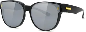 Meeloog Over Glasses Sunglasses for Women Polarized Stylish Large Shades Cover Glass Women Cateye Round UV400 for Driving