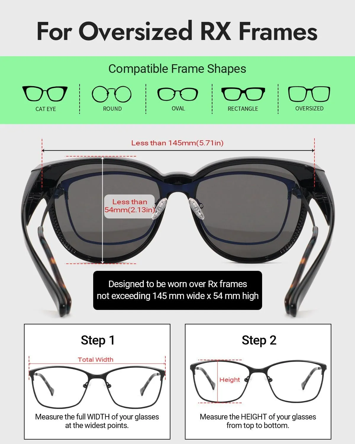 Meeloog Over Glasses Sunglasses for Women Polarized Stylish Large Shades Cover Glass Women Cateye Round UV400 for Driving