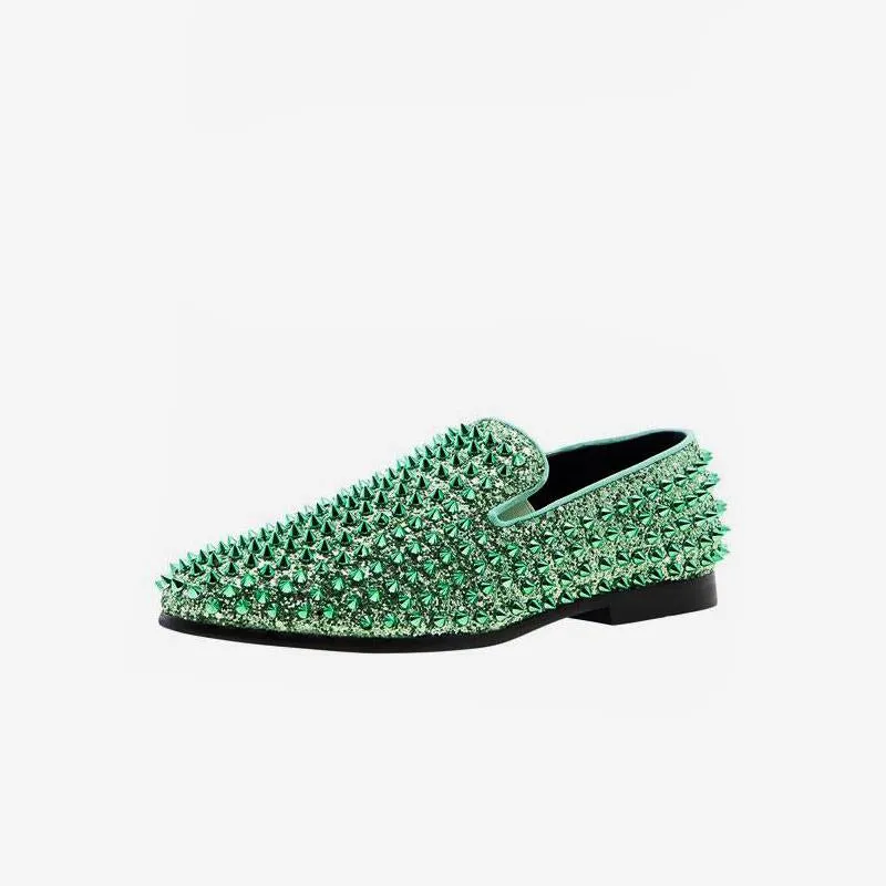 Sequined Glitter Spikes Rivets Loafer