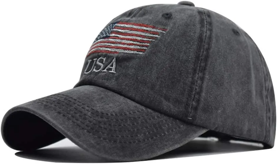 Washed American Flag Baseball Cap Retro Adjustable Sun Dad Gift Hats for Men Women Fashion Trucker Cap Unisex