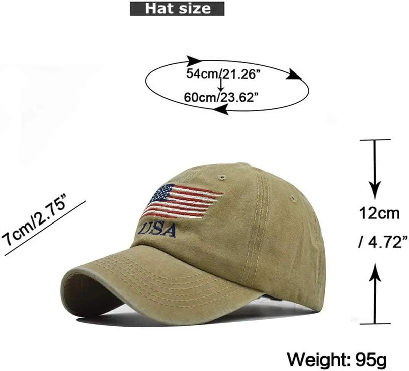 Washed American Flag Baseball Cap Retro Adjustable Sun Dad Gift Hats for Men Women Fashion Trucker Cap Unisex