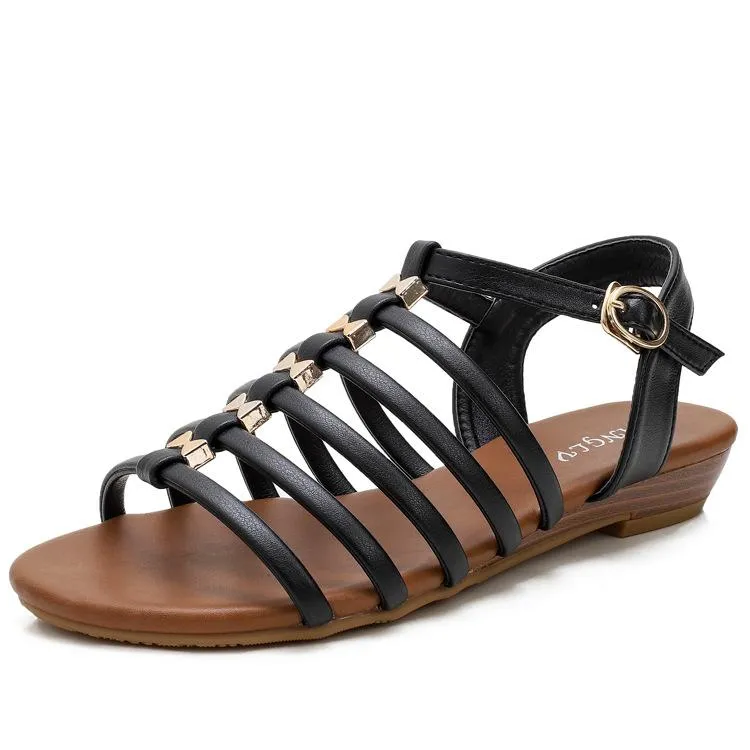 Women's low wedge buckle strap gladiator sandals
