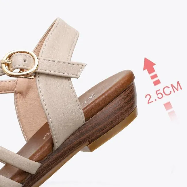 Women's low wedge buckle strap gladiator sandals