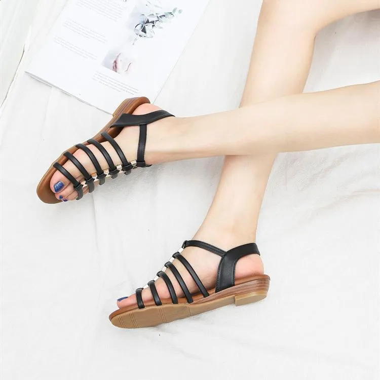 Women's low wedge buckle strap gladiator sandals