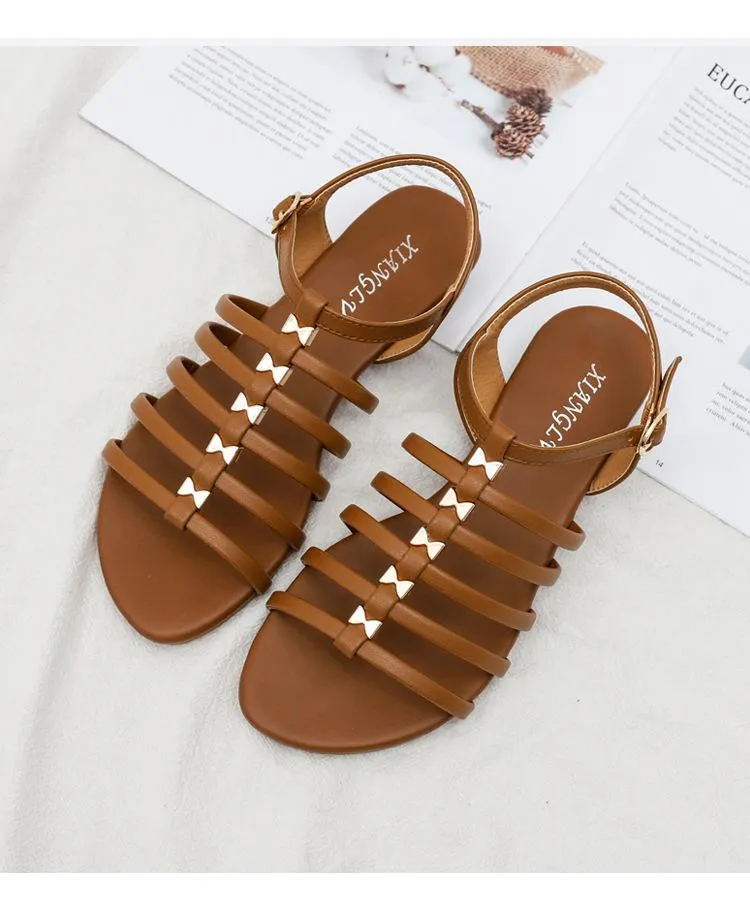 Women's low wedge buckle strap gladiator sandals
