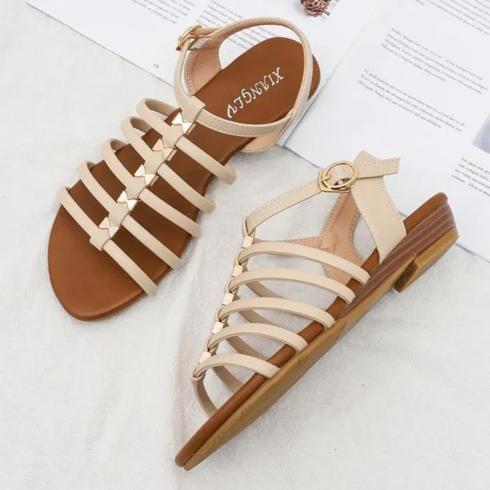 Women's low wedge buckle strap gladiator sandals