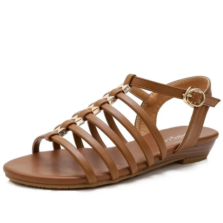 Women's low wedge buckle strap gladiator sandals
