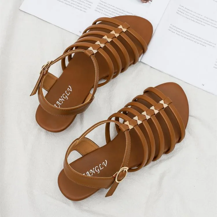 Women's low wedge buckle strap gladiator sandals